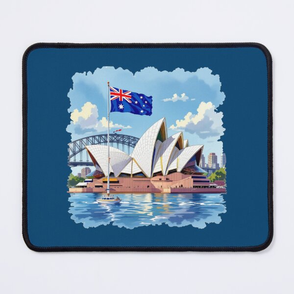 Item preview, Sydney Opera House Australia 3D Sketch with Flag, designed and sold by PaintMeWorld.