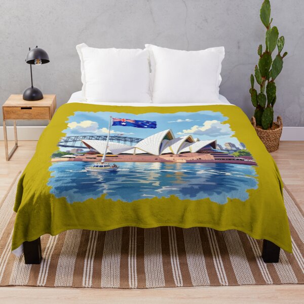 Item preview, Sydney Opera House Australia 3D Sketch with Flag, designed and sold by PaintMeWorld.