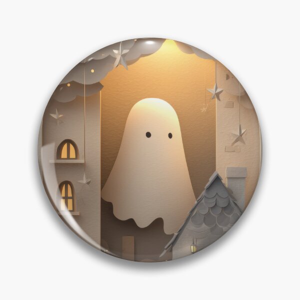 Item preview, Paper-Cut Ghost Above Town — Cozy Shadowbox Night designed and sold by AJ Lab.