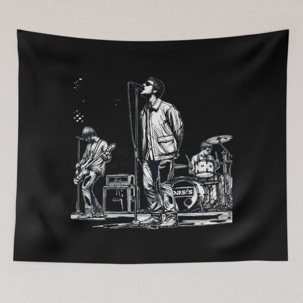 Item preview, Minimalist Line Art Of Oasis Performing Retro Britpop Band Design designed and sold by DrDewayDach.