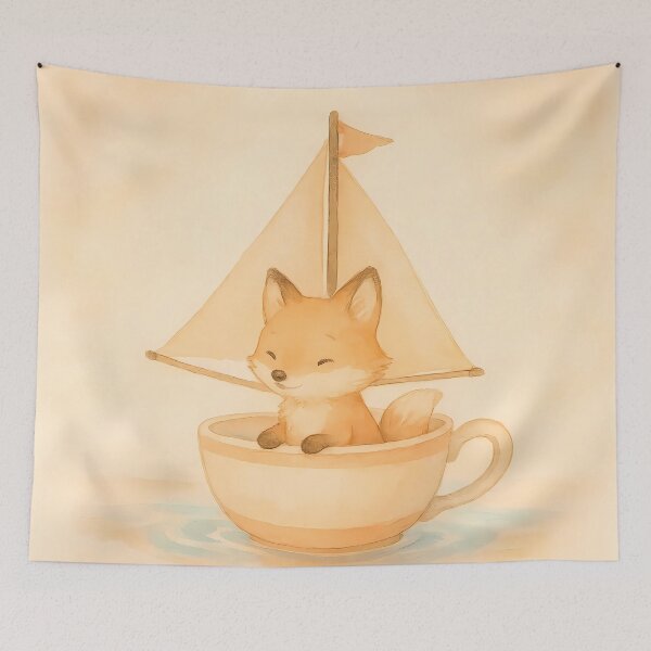 Item preview, Cozy Whimsical Fox in Teacup Poster – Pastel Watercolor Animal Art designed and sold by Magic Pencil Press.