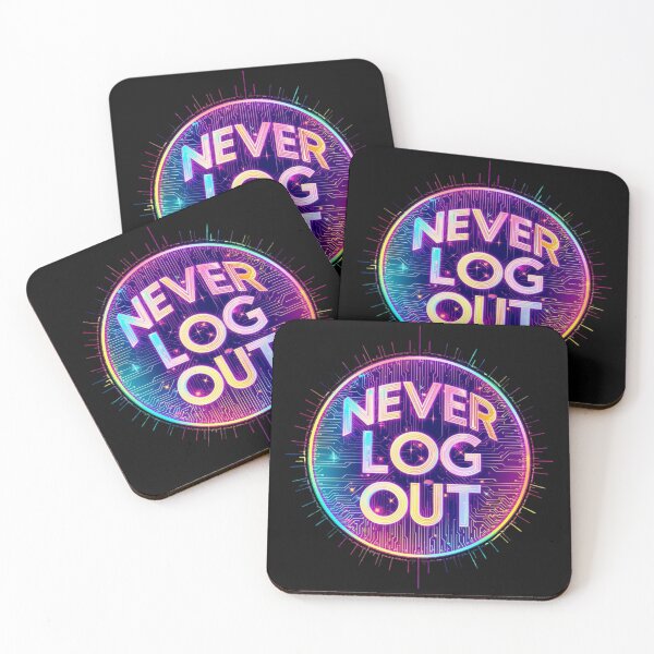 Item preview, Never Log Out Cyber Aesthetic Neon Digital Quote T-Shirt designed and sold by FestivityFinds.