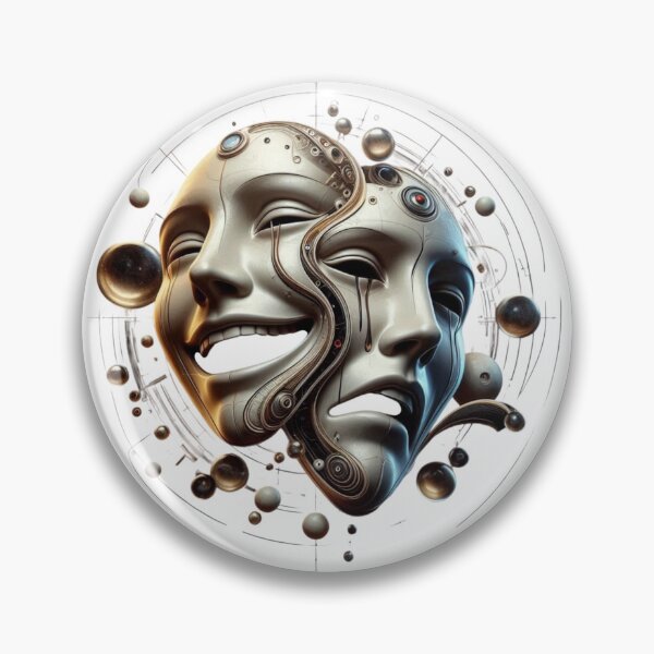 Item preview, Masks of the Soul – Joy & Sorrow Surreal Art Sticker designed and sold by trend-forge.