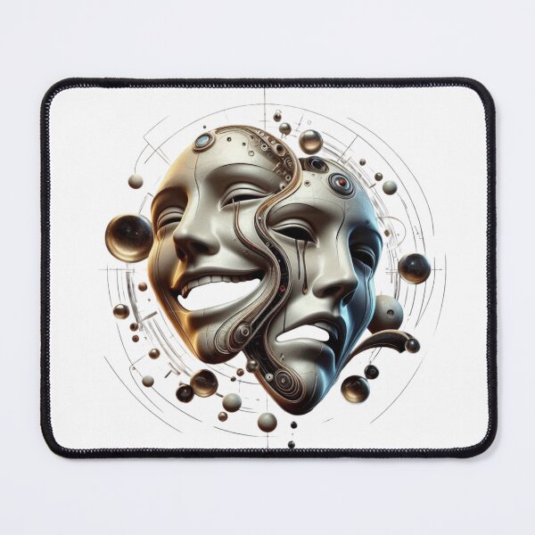 Item preview, Masks of the Soul – Joy & Sorrow Surreal Art Sticker designed and sold by trend-forge.