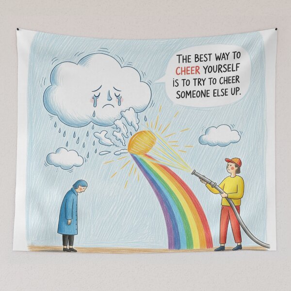 Item preview, Rainy Day Cheer: Whimsical Kindness Art designed and sold by DesignHavenCo.
