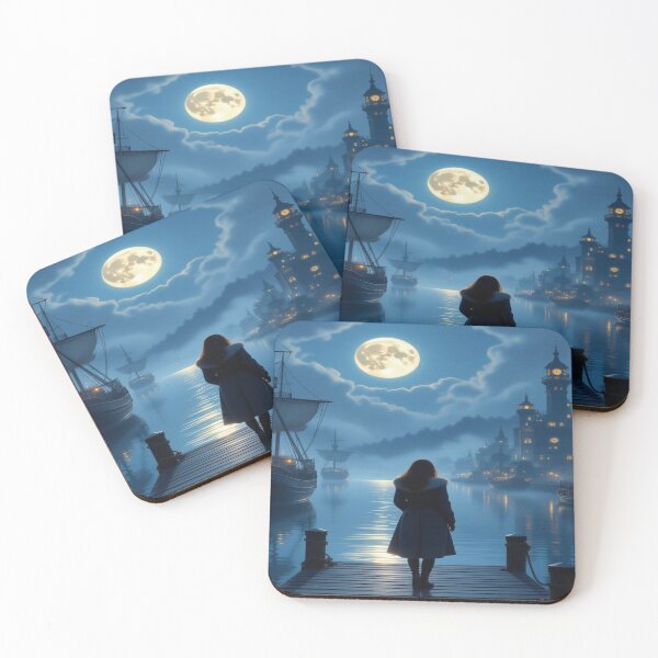 Item preview, Moonlit Harbor & Clockwork Dreams. Between tranquility, mechanics, and magic – a scene full of story vibes designed and sold by FotoworldEdel.