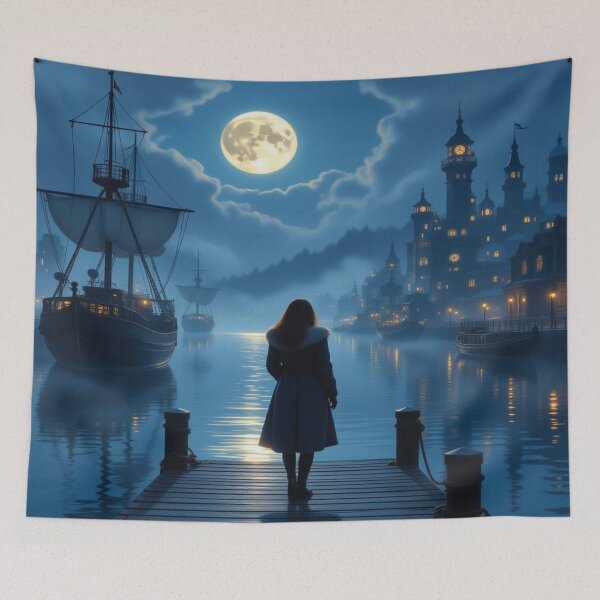 Item preview, Moonlit Harbor & Clockwork Dreams. Between tranquility, mechanics, and magic – a scene full of story vibes designed and sold by FotoworldEdel.