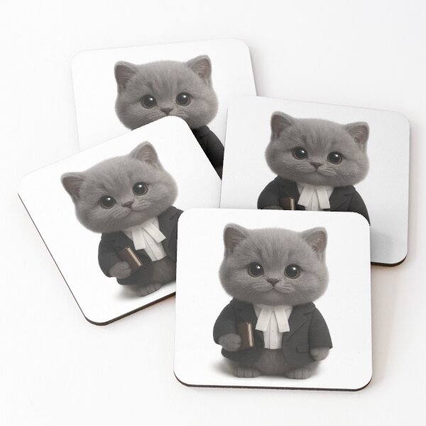 Item preview, Cute Lawyer Cat Design - Adorable Grey British Shorthair Kitten Art designed and sold by Moons Studio.