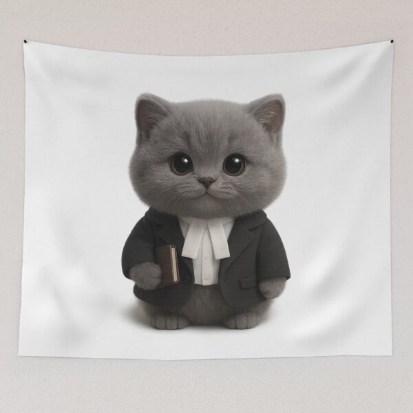 Item preview, Cute Lawyer Cat Design - Adorable Grey British Shorthair Kitten Art designed and sold by Moons Studio.