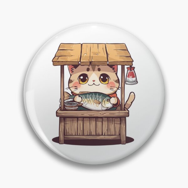 Item preview, Cute Cat Fish Market Vendor - Kawaii Street Food T-Shirt Design designed and sold by UmazDesigns.