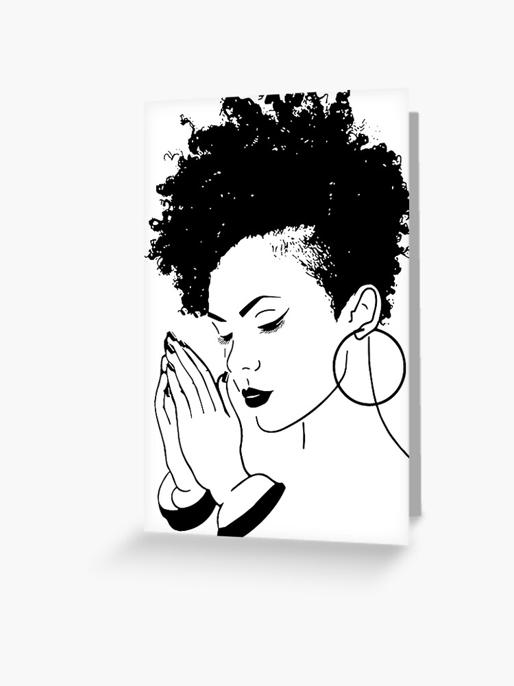 Black Woman Praying African American Nubian Princess Queen | Greeting Card