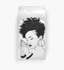 Black Woman Praying African American Nubian Princess Queen Duvet Cover