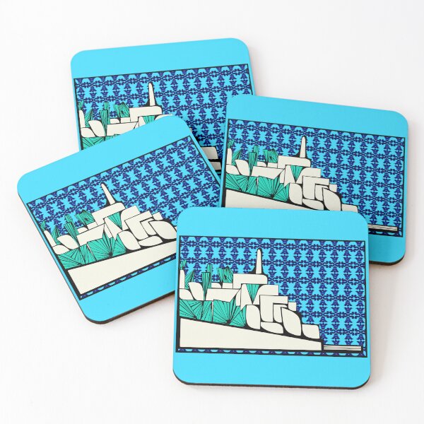 Item preview, Postcard from Yafo  The Oldest Port Blue Tiles designed and sold by French Papyrus Studio.