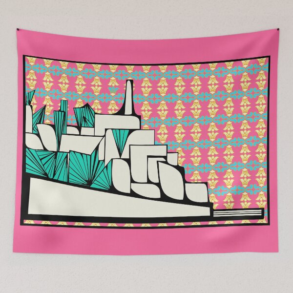 Item preview, Postcard from Yafo  The Oldest Port Pink Bollywood Tiles designed and sold by French Papyrus Studio.