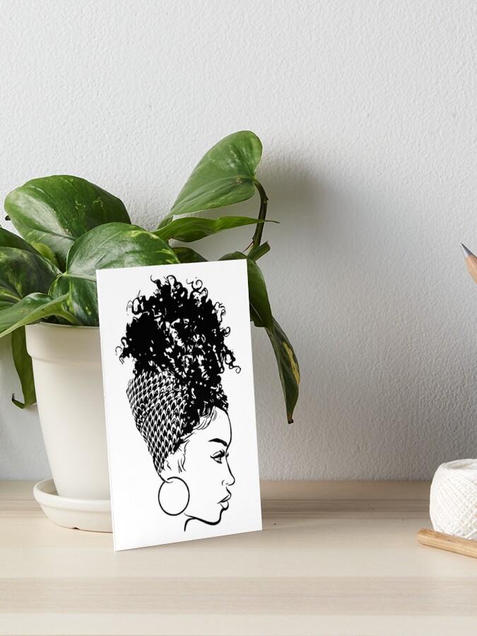 Black Woman African American Turban Hair Wrap Curly Hairstyle | Art Board  Print