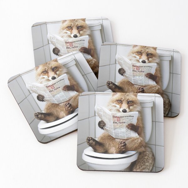 Item preview, Fox on Toilet, Funny Bathroom Humor Art designed and sold by CheekyAnimalz.