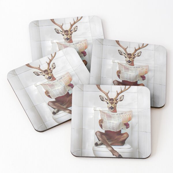 Item preview, Deer on Toilet, Funny Bathroom Humor Art designed and sold by CheekyAnimalz.