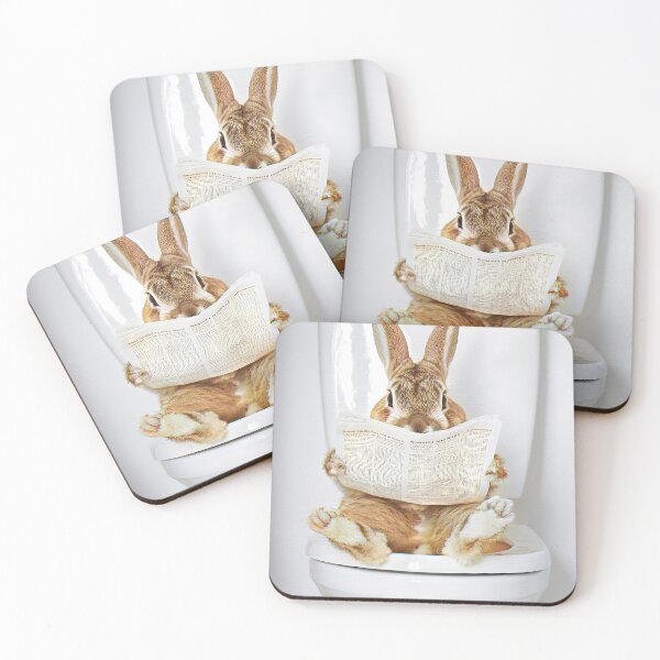 Item preview, Bunny on Toilet, Funny Bathroom Humor Art designed and sold by CheekyAnimalz.