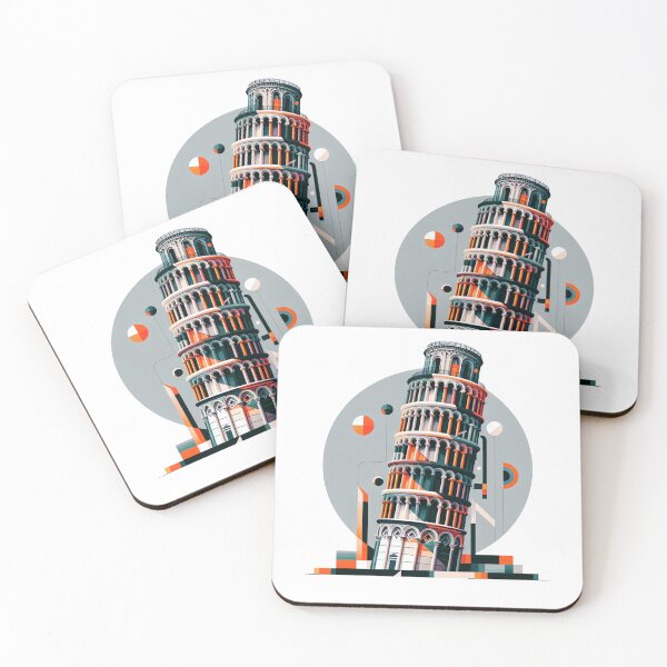Item preview, Artistic Illustration of Leaning Tower of Pisa in Geometric Style designed and sold by KanDa-Shop.