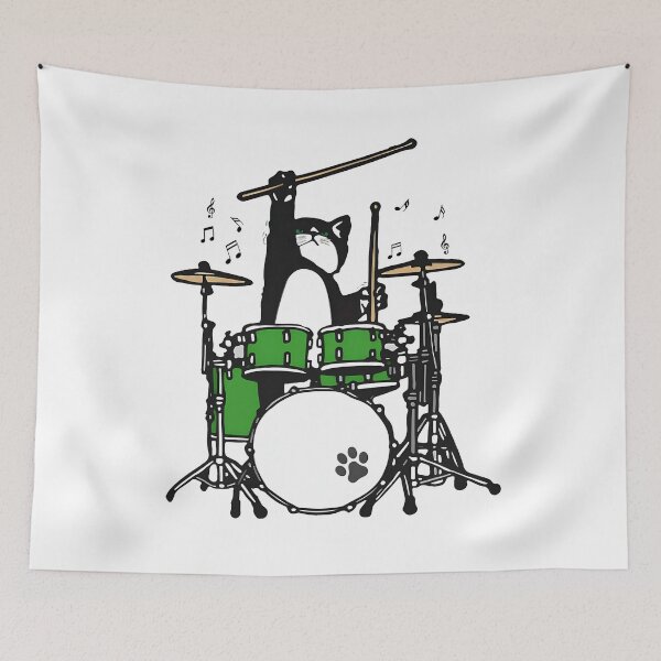 Item preview, Cat Playing Drums designed and sold by Kimberly Brenda.