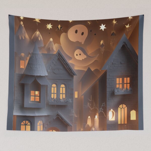 Item preview, Paper-Cut Ghost Town — Candlelit Halloween Shadowbox designed and sold by AJ Lab.