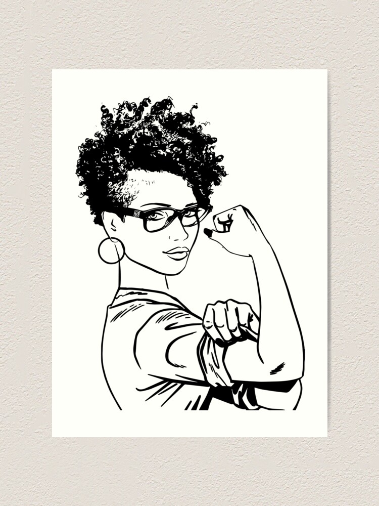 Black Woman African American Flexing We Can Do it Nubian Queen Art Print  for Sale by DesignsByAymara