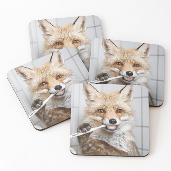 Item preview, Fox Brushing Teeth, Funny Bathroom Wall Art designed and sold by CheekyAnimalz.