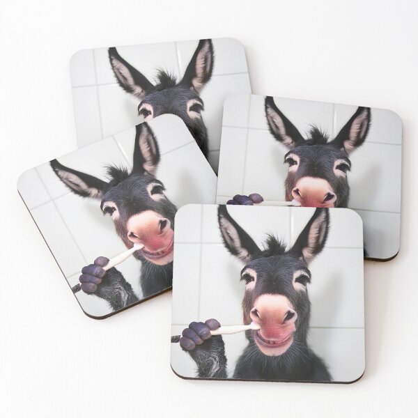 Item preview, Donkey Brushing Teeth, Funny Bathroom Wall Art designed and sold by CheekyAnimalz.