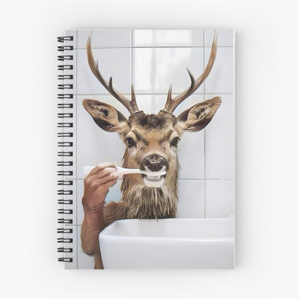 Item preview, Deer Brushing Teeth, Funny Bathroom Wall Art designed and sold by CheekyAnimalz.