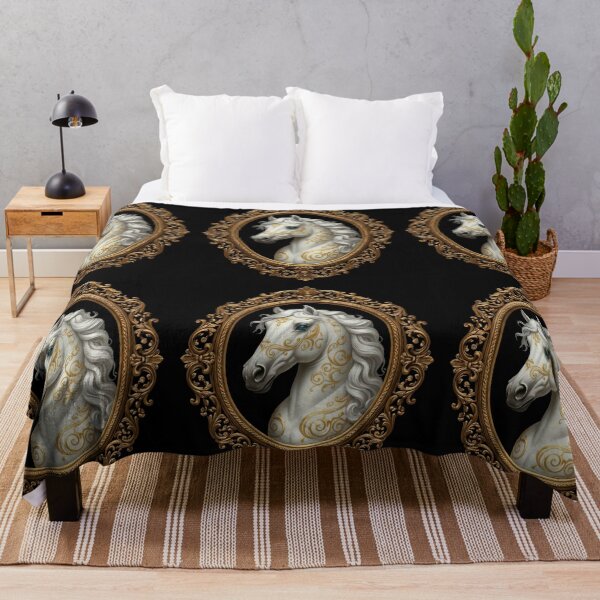 Item preview, Regal White Horse in Gold Frame Print for t-shirts, hoodie, home decor and accessories designed and sold by TheGaliyaStudio.