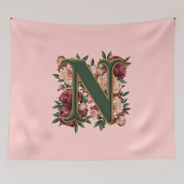 Item preview, Elegant Floral Monogram Letter N – Botanical Peony & Rose Initial Art | Personalized Gift, Feminine Nature Design designed and sold by AmenAlways.