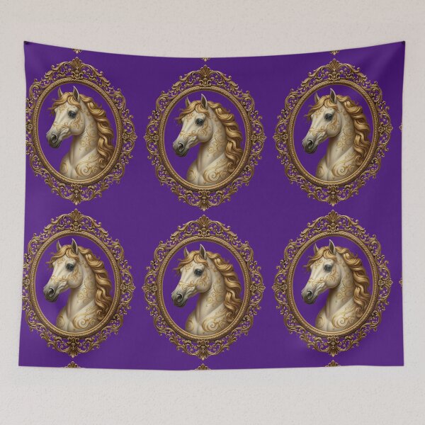 Item preview, Fantasy Horse in Old Gold Ornaments Art Print for t-shirts, hoodie, home decor and accessories  designed and sold by TheGaliyaStudio.