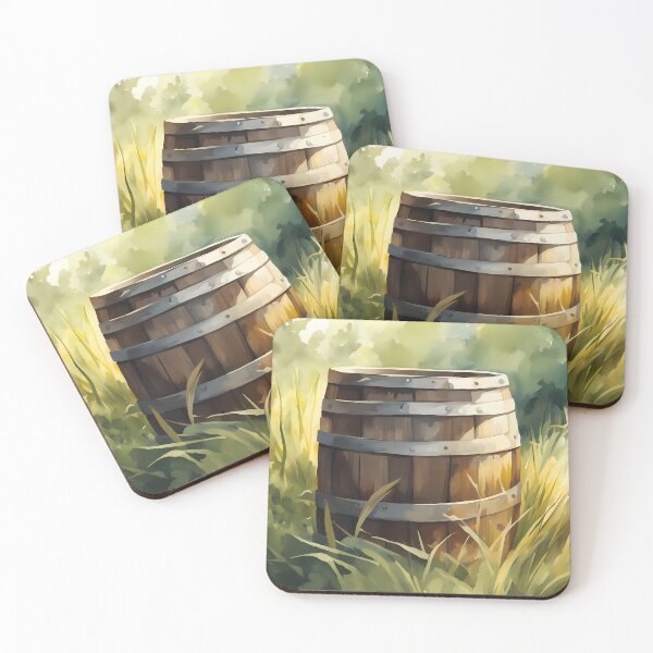 Item preview, Wooden Barrel on Meadow designed and sold by CalmnessbyChoice.