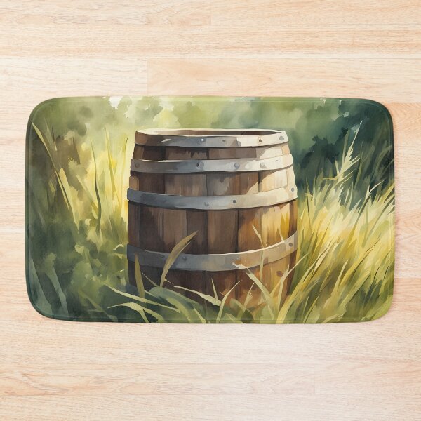 Item preview, Wooden Barrel on Meadow designed and sold by CalmnessbyChoice.