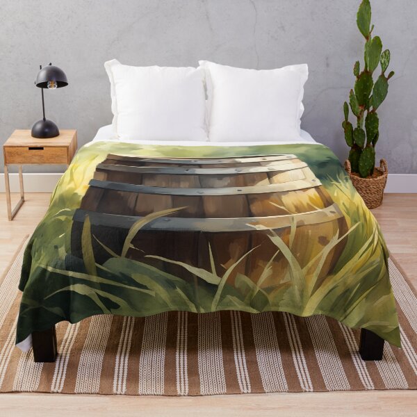 Item preview, Wooden Barrel on Meadow designed and sold by CalmnessbyChoice.