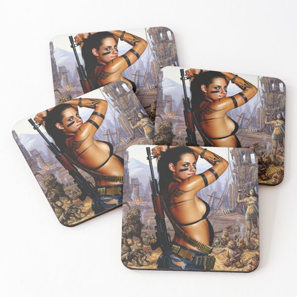 Item preview,  Post Apocalyptic warrior woman resting after battle designed and sold by Vintage Designs +.