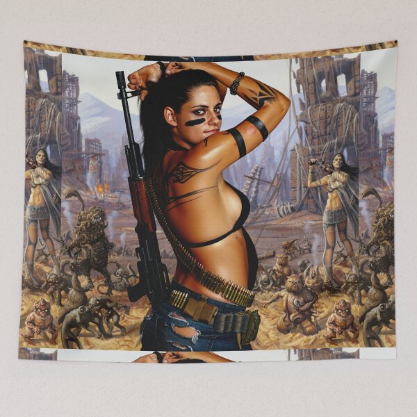 Item preview,  Post Apocalyptic warrior woman resting after battle designed and sold by Vintage Designs +.