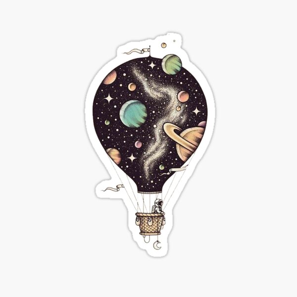 Hot air balloon Art / Space Style Sticker
