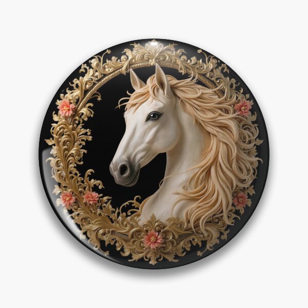 Item preview, Elegant White Horse with Pink Flowers, Head Majestic Mane, Detailed Equestrian Art Print designed and sold by TheGaliyaStudio.