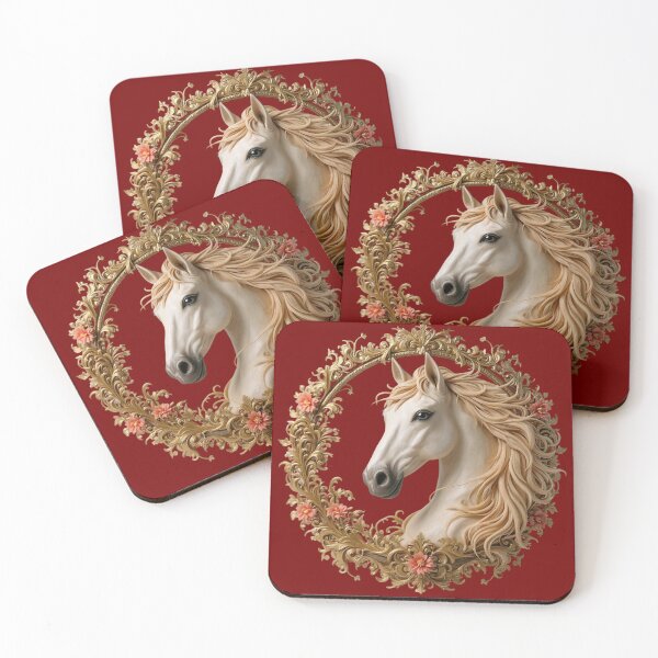 Item preview, Elegant White Horse with Pink Flowers, Head Majestic Mane, Detailed Equestrian Art Print designed and sold by TheGaliyaStudio.