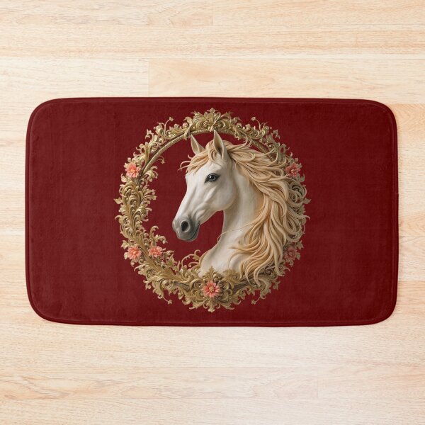 Item preview, Elegant White Horse with Pink Flowers, Head Majestic Mane, Detailed Equestrian Art Print designed and sold by TheGaliyaStudio.