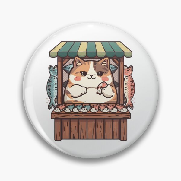 Item preview, Cute Chubby Cat Fish Market – Kawaii Street Food Art for Cat Lovers designed and sold by UmazDesigns.