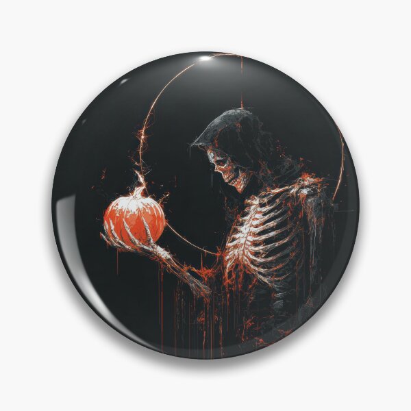 Item preview, Ember Halo Reaper — Neon Skeleton with Pumpkin designed and sold by AJ Lab.