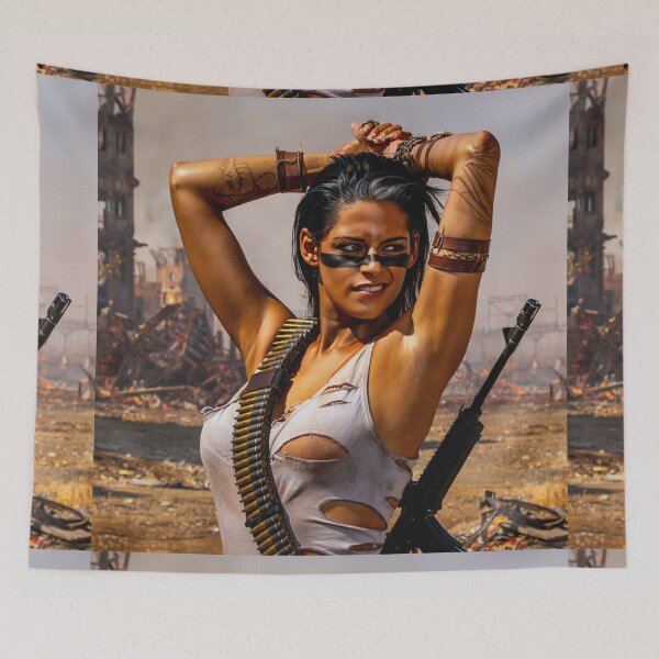 Item preview, Post Apocalyptic warrior woman resting after battle designed and sold by Vintage Designs +.