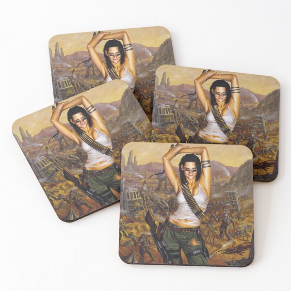 Item preview, Post Apocalyptic warrior woman resting after battle designed and sold by Vintage Designs +.