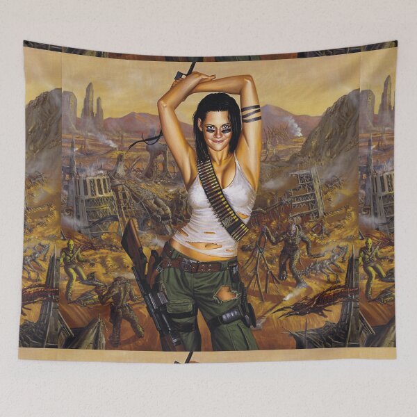Item preview, Post Apocalyptic warrior woman resting after battle designed and sold by Vintage Designs +.