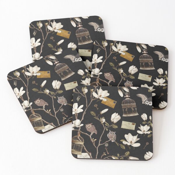 Item preview, Magnolia Grove with Owls in black designed and sold by Delinda Graphic Studio.