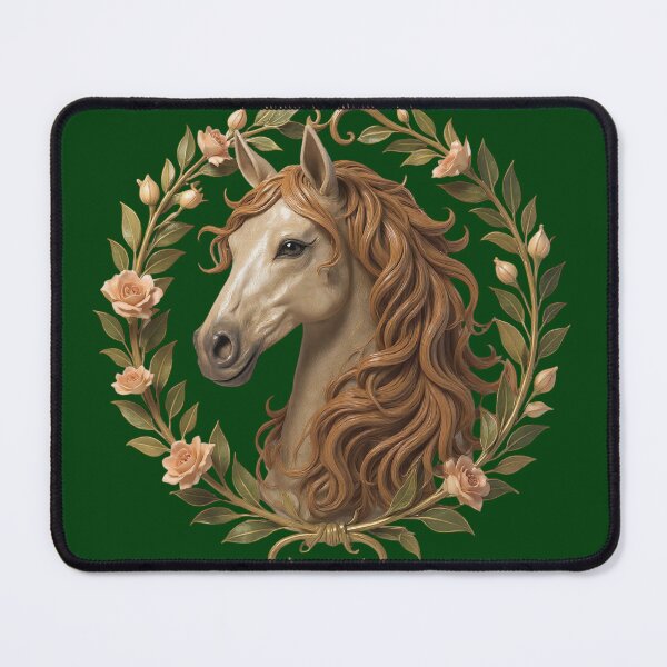 Item preview, Royal Horse dark Mane with Floral Garland Print, Detailed Equestrian Art Print designed and sold by TheGaliyaStudio.