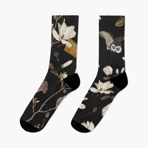 Item preview, Magnolia Grove with Owls in black designed and sold by Delinda Graphic Studio.