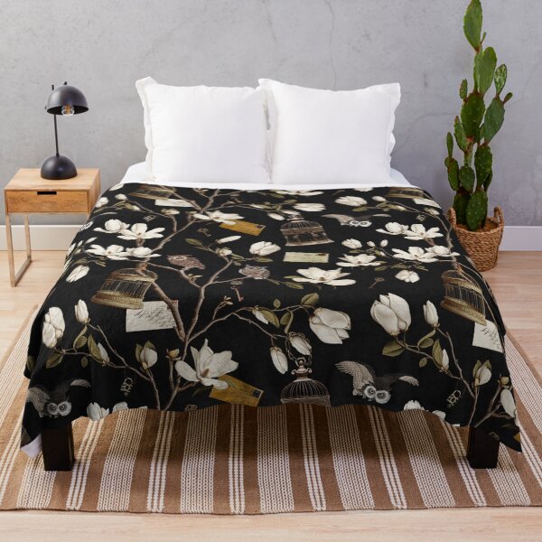 Item preview, Magnolia Grove with Owls in black designed and sold by Delinda Graphic Studio.